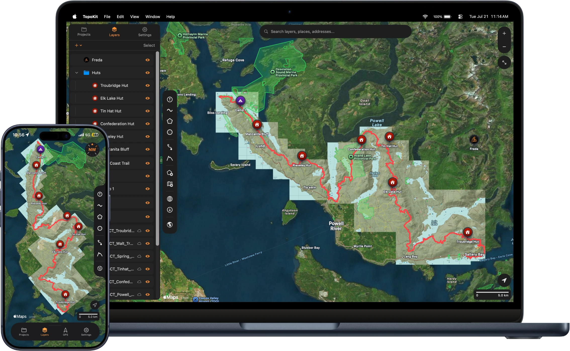 TopoKit on Mac and iPhone
